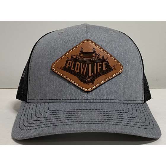 PlowLife Hat-Grey/Leather Snapback Style